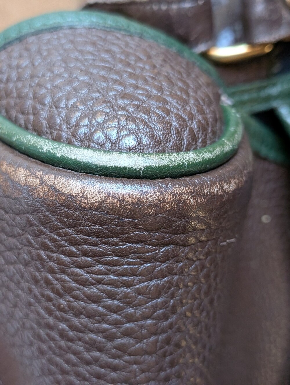 Dooney & Bourke Pebbled Blue Leather Saddle Bag with Green Trim - Picture 7 of 9